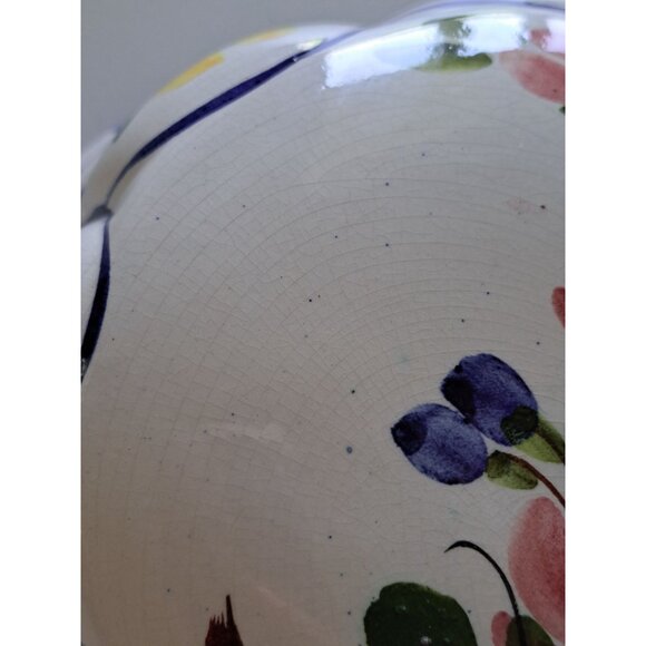 Hand-Painted Italian Ceramic Cheese Dome Floral Ceramiche Bassano Italy 7" Vtg - Picture 3 of 12